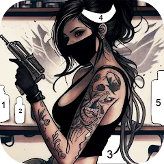 Взлом Tattoo Coloring games  [МОД Mega Pack] - стабильная версия apk на Андроид