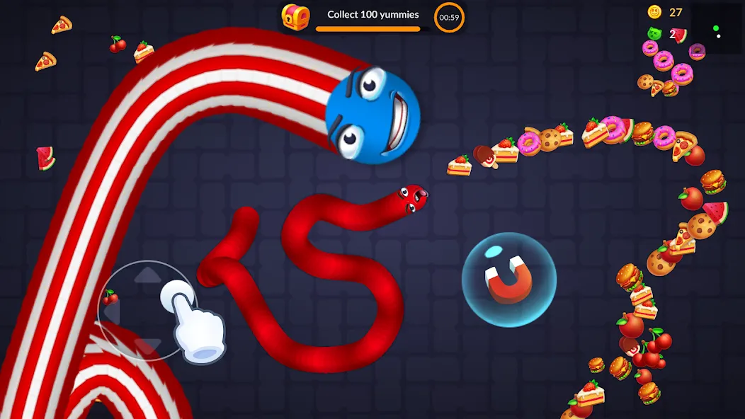 Snake vs Worms: Fun .io Zone  [МОД Много денег] Screenshot 3