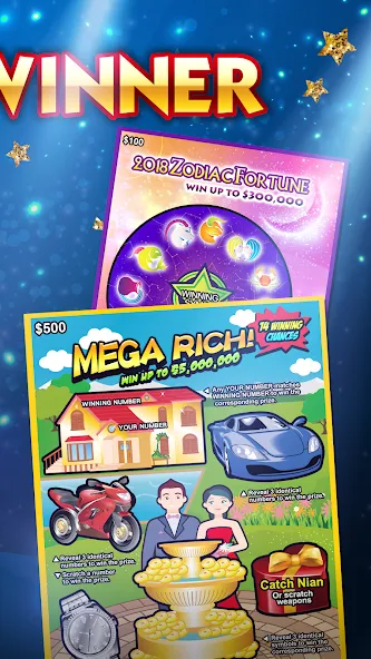 Lottery Scratch Off - Mahjong  [МОД Много монет] Screenshot 3